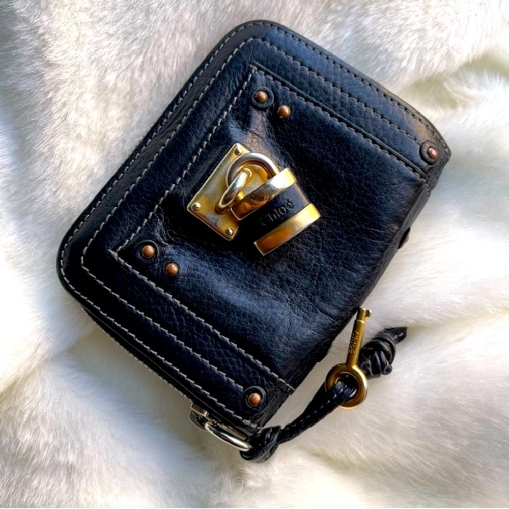 Chloe Paddington Black Soft Leather Bifold Compact Wallet